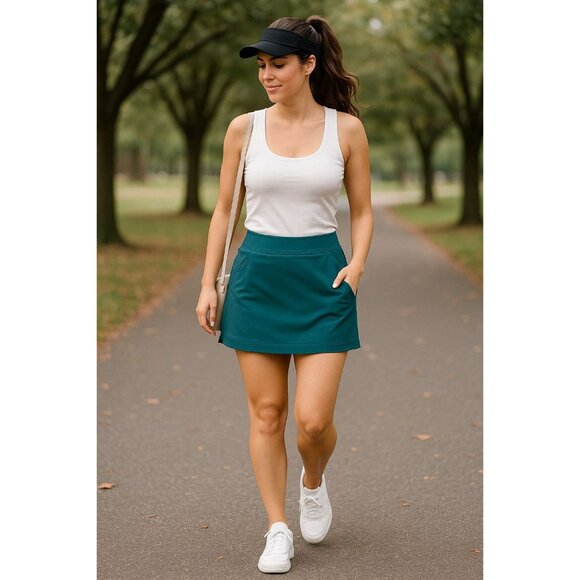 32 Degrees Cool Teal Skort Size Large Built In Shorts Stretch Sport Casual Skirt - Picture 3 of 9